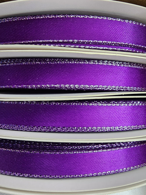 3/8 Double Face Satin 100yd Silver Edge
